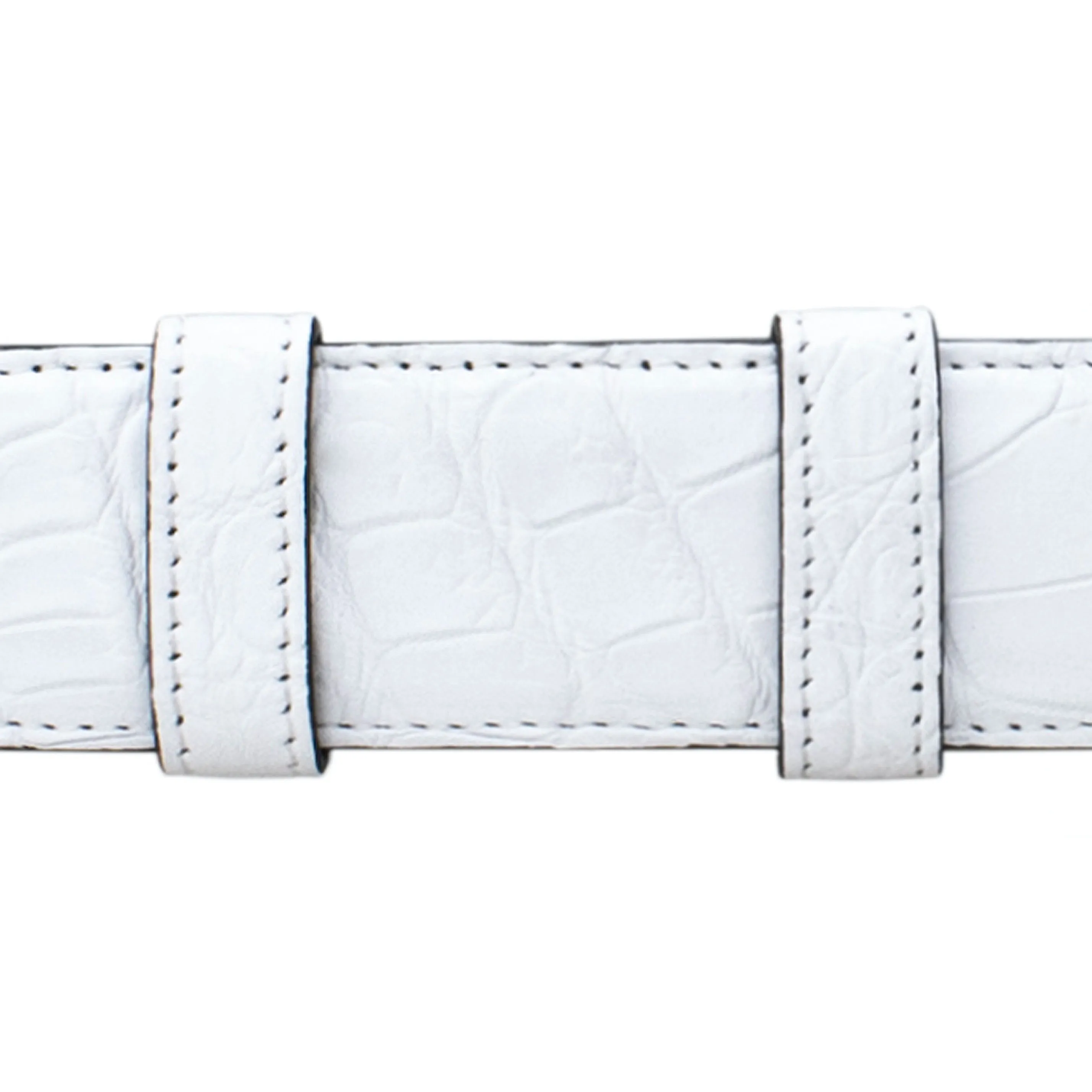 1 1/4" White Classic Belt with Derby Cocktail Buckle in Brass