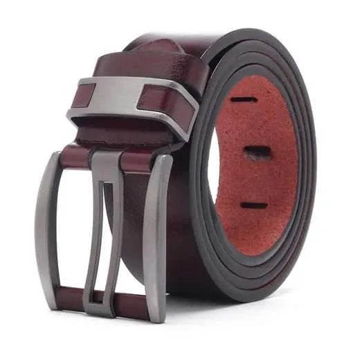 108CM Business Alloy Buckle Leather Belt Plain Waistband