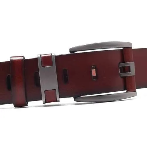 108CM Business Alloy Buckle Leather Belt Plain Waistband