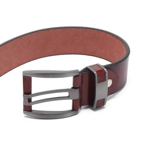 108CM Business Alloy Buckle Leather Belt Plain Waistband