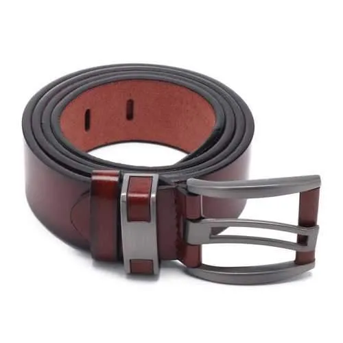 108CM Business Alloy Buckle Leather Belt Plain Waistband