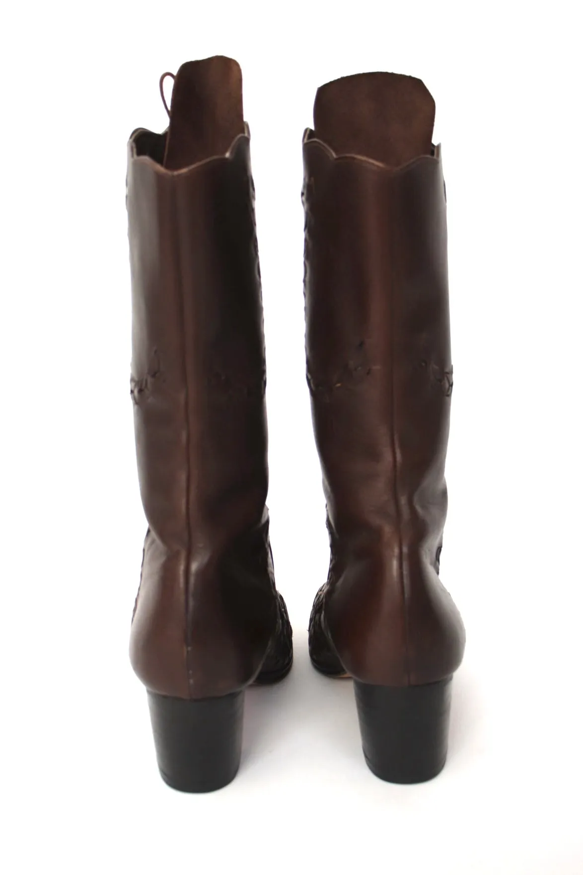 1990s Braided Leather Boots