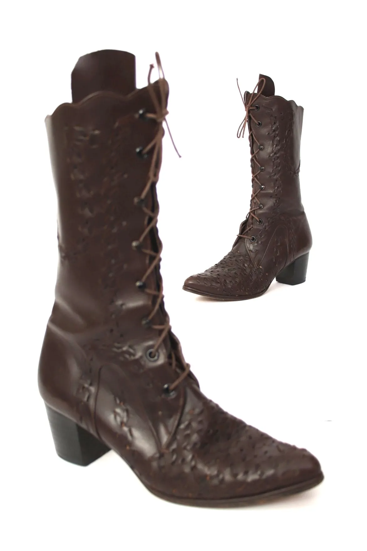 1990s Braided Leather Boots