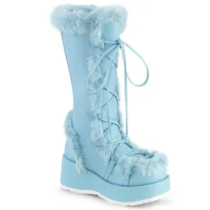 2 3/4" Vegan Leather Platform Lace-up Boot - Baby Blue -