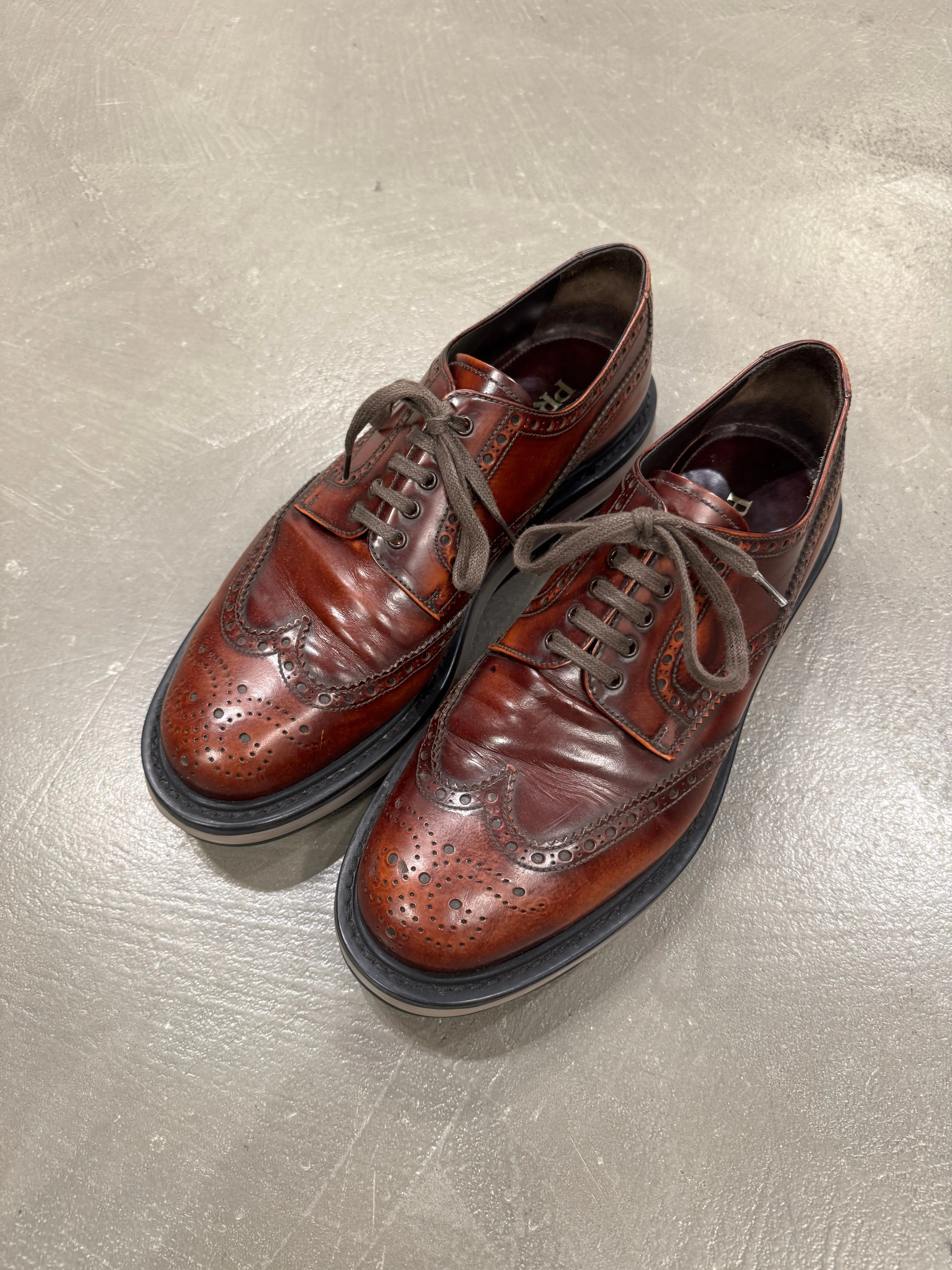 2000s Prada airbag derby leather shoes