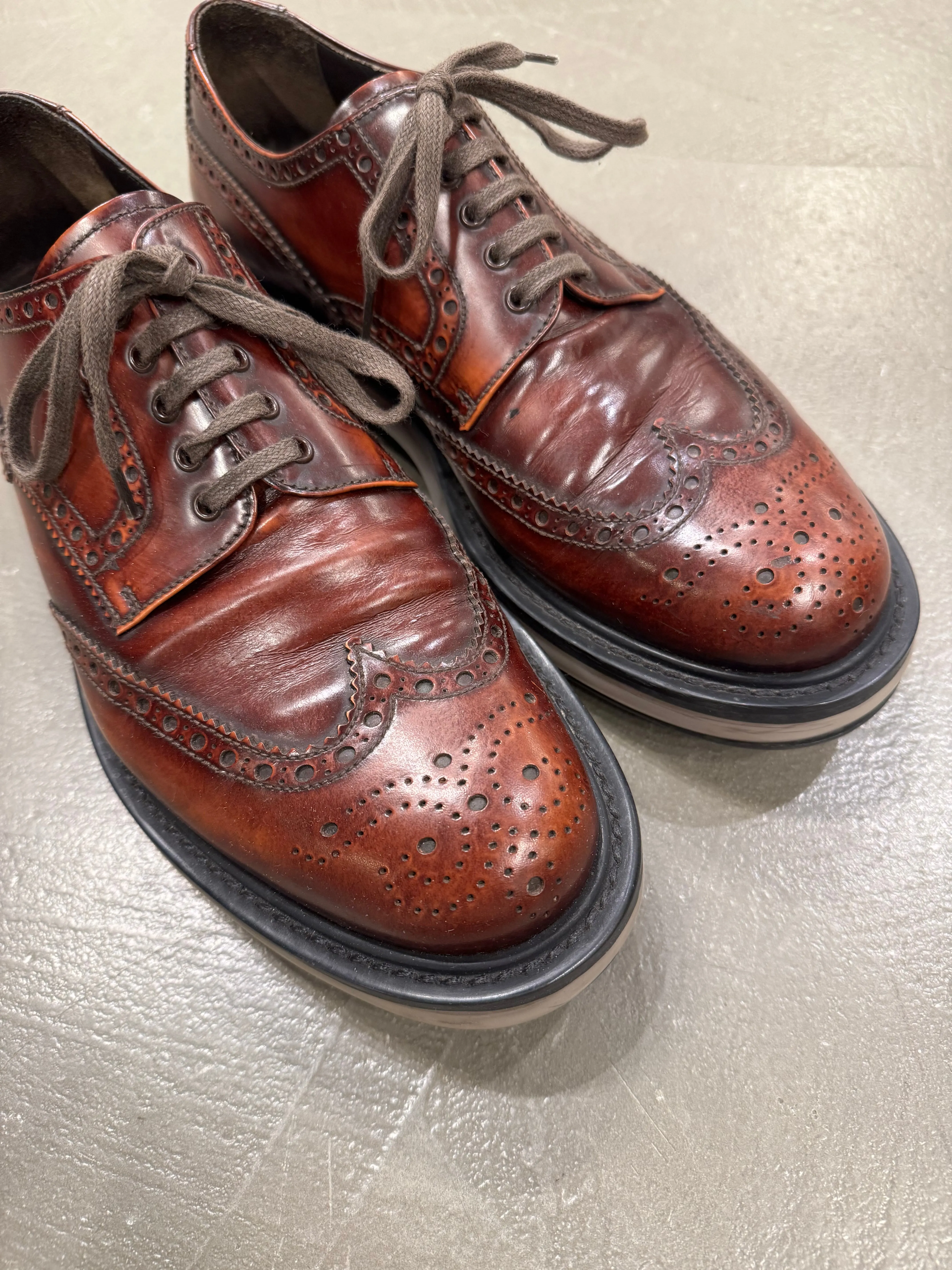 2000s Prada airbag derby leather shoes