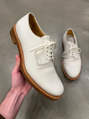 2000s Prada white leather derby shoes