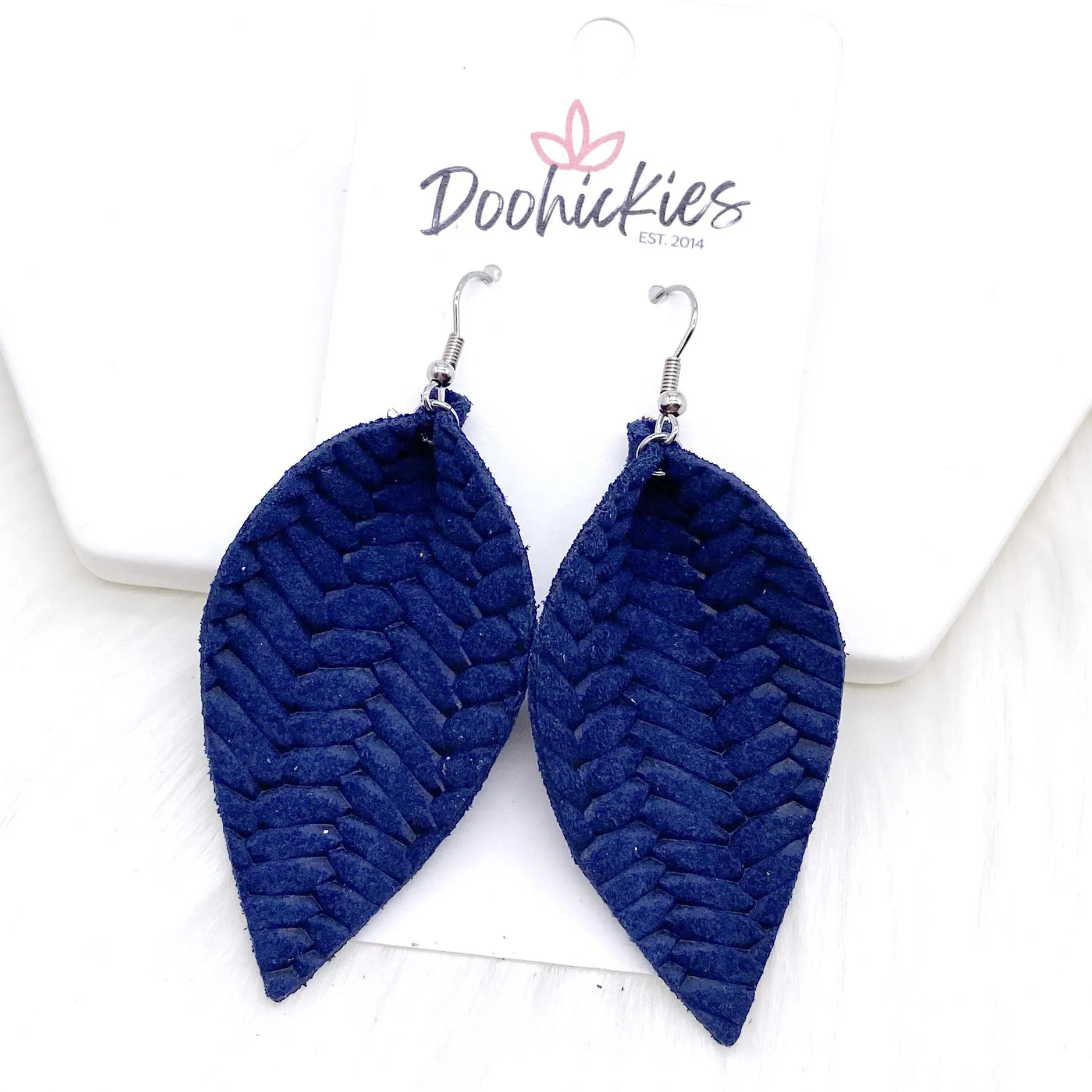 2.5" Fall Braided Petals -Fall Leather Earrings