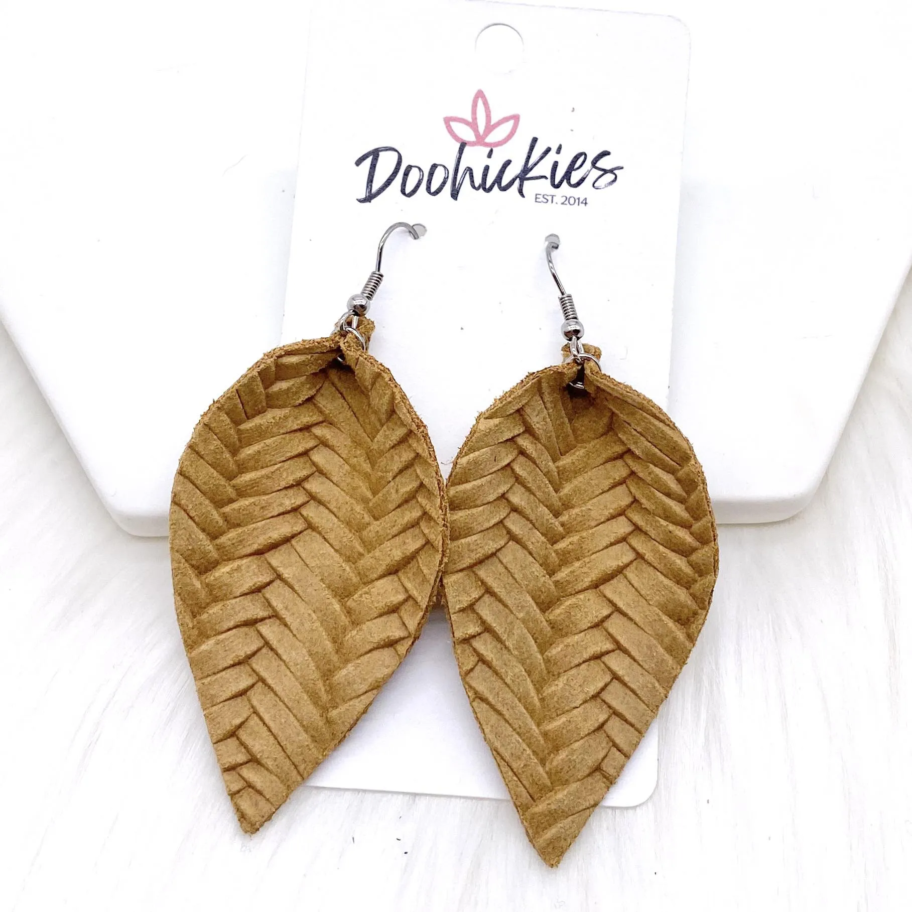 2.5" Fall Braided Petals -Fall Leather Earrings