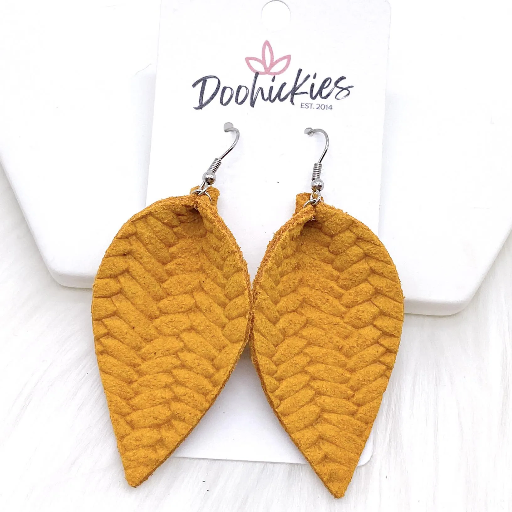 2.5" Fall Braided Petals -Fall Leather Earrings