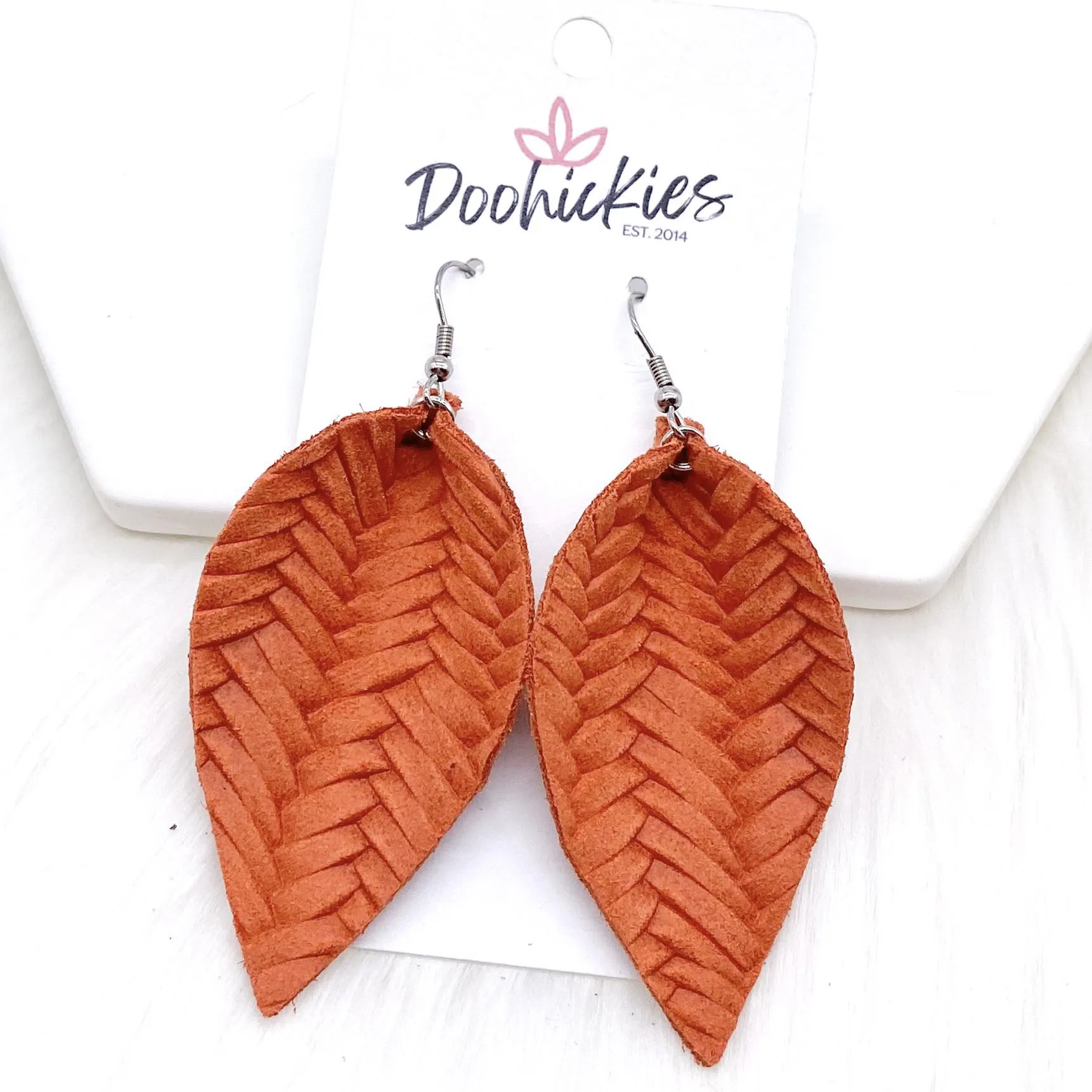 2.5" Fall Braided Petals -Fall Leather Earrings