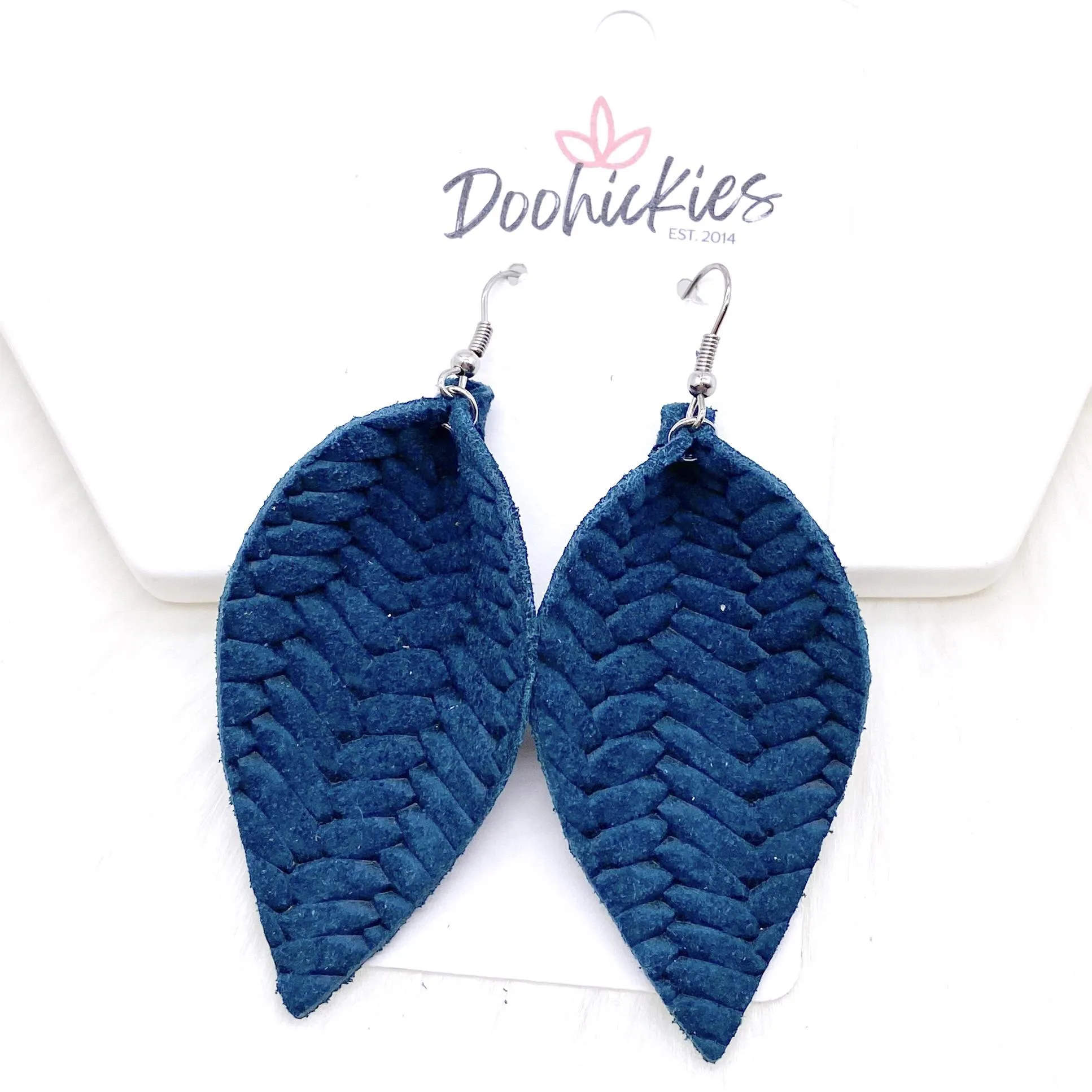 2.5" Fall Braided Petals -Fall Leather Earrings