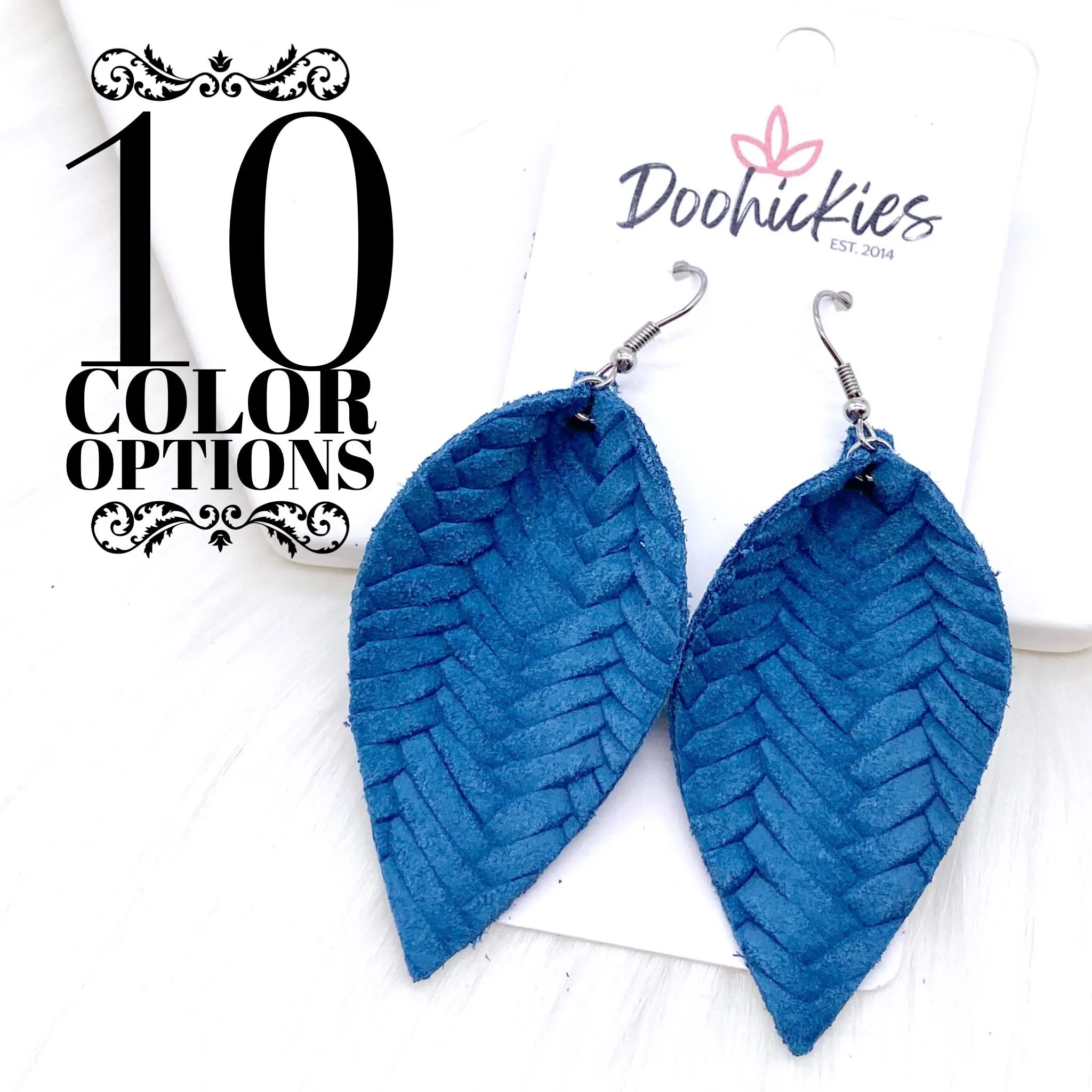 2.5" Fall Braided Petals -Fall Leather Earrings