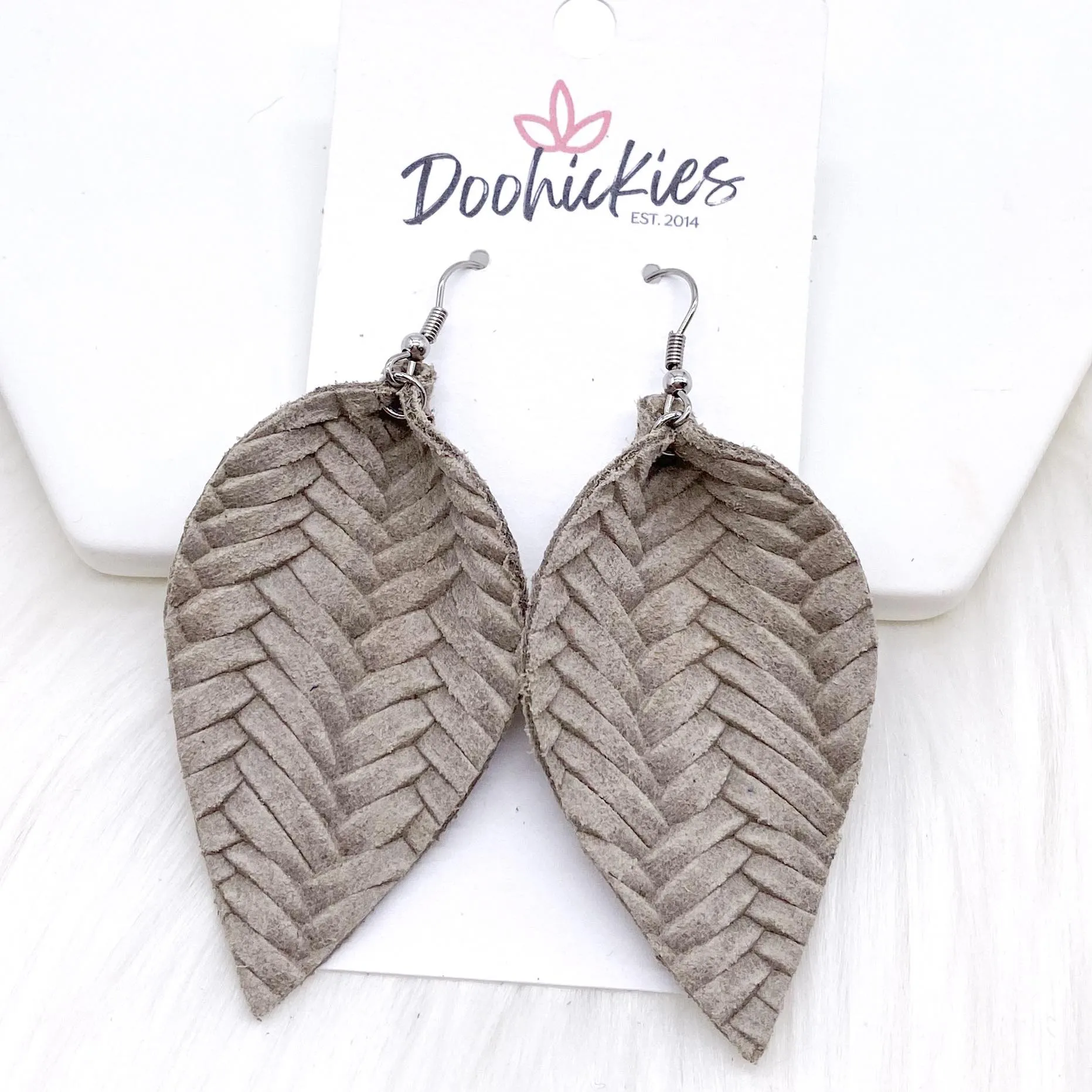 2.5" Fall Braided Petals -Fall Leather Earrings