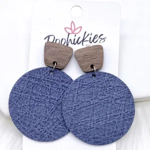 2" Walnut & Steel Blue Abstract Piggyback Dangles -Fall Earrings