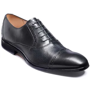 40% OFF BARKER Ramsgate Shoes - Mens Oxford Toe Cap - Black Calf & Black Deerskin - Size: UK 11