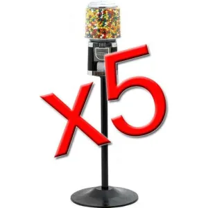 5 Classic Gumball Candy Machines with Stands