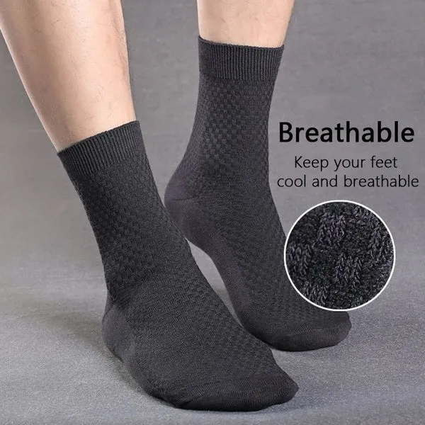 5Pairs Men Bamboo Fiber Business Socks Anti-Bacterial Deodorant Breathable Socks