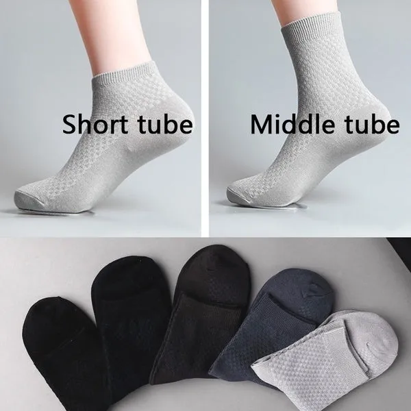 5Pairs Men Bamboo Fiber Business Socks Anti-Bacterial Deodorant Breathable Socks