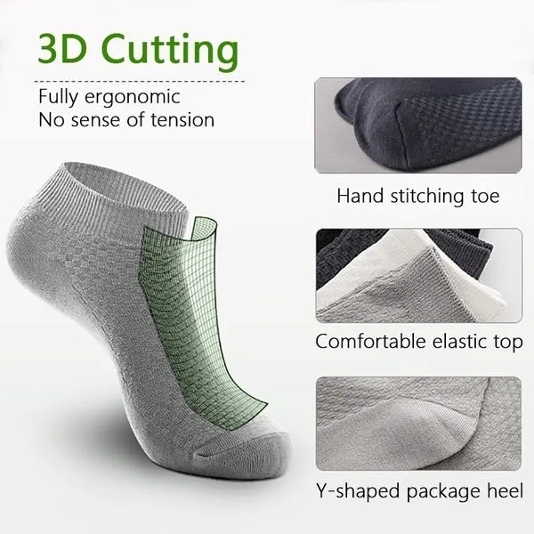 5Pairs Men Bamboo Fiber Business Socks Anti-Bacterial Deodorant Breathable Socks