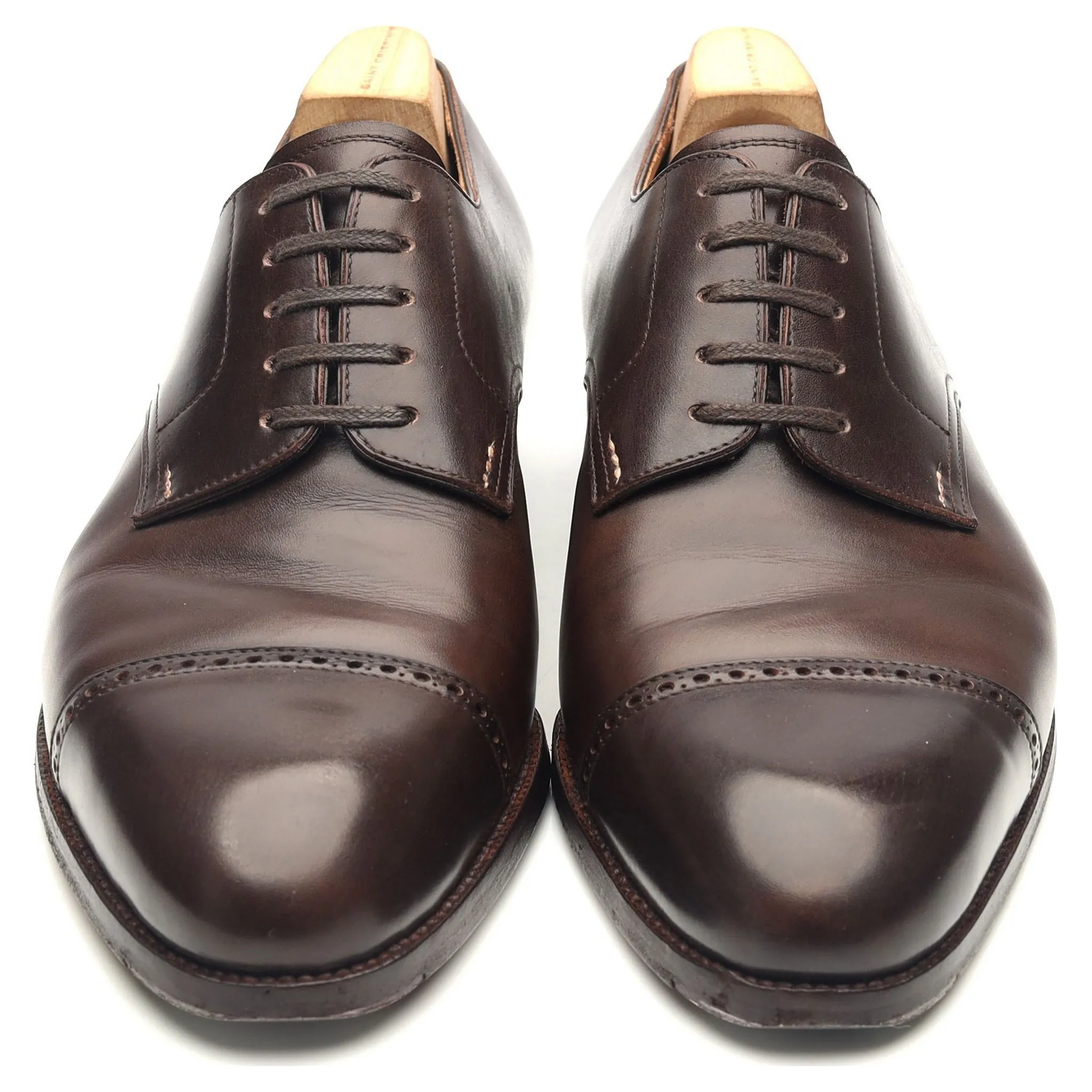 '635' Dark Brown Leather Cap Toe Derby UK 6 F