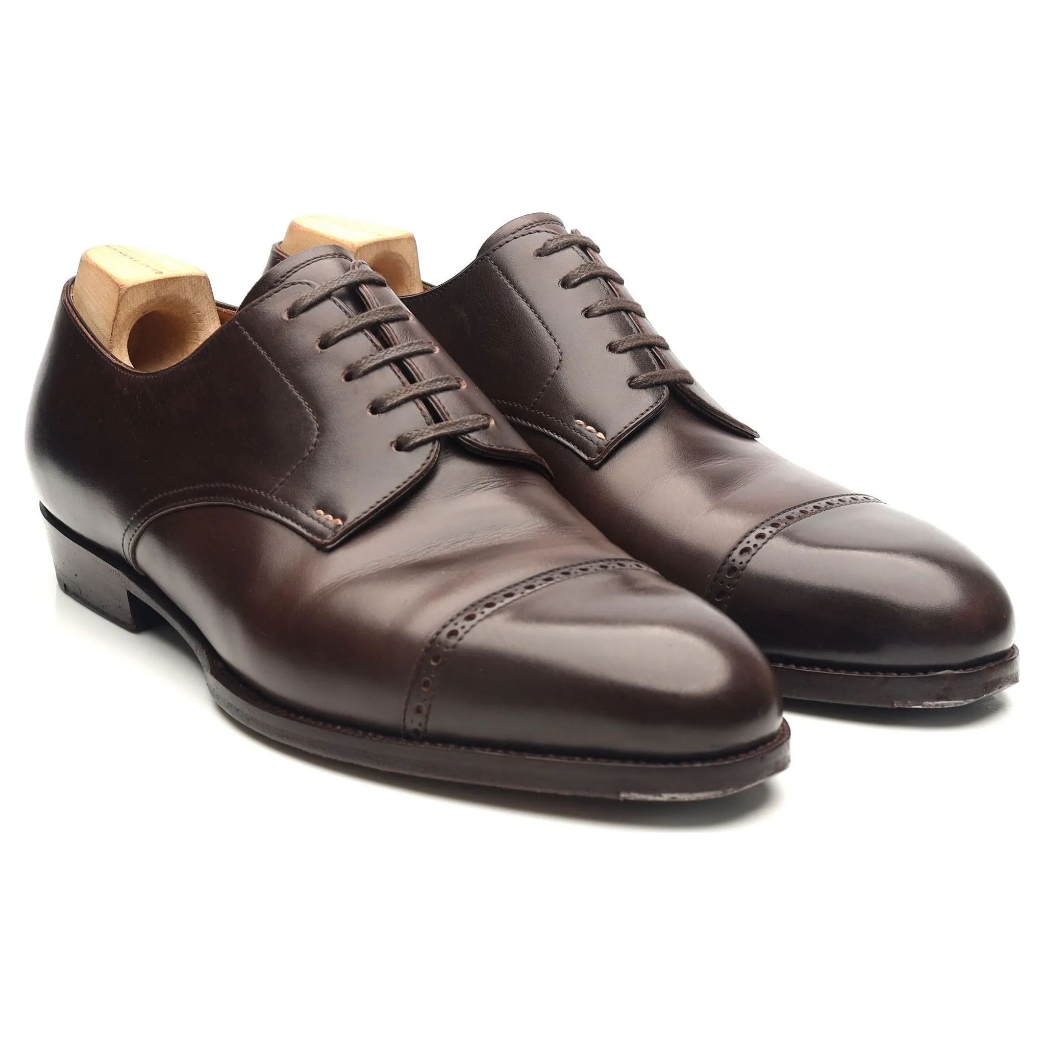 '635' Dark Brown Leather Cap Toe Derby UK 6 F