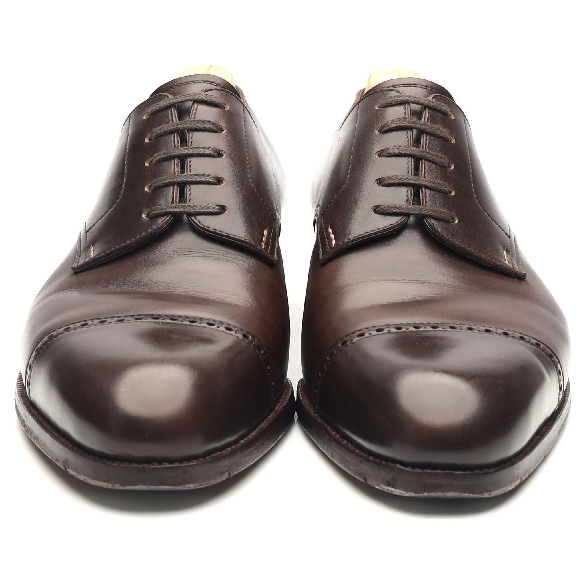 '635' Dark Brown Leather Cap Toe Derby UK 6 F