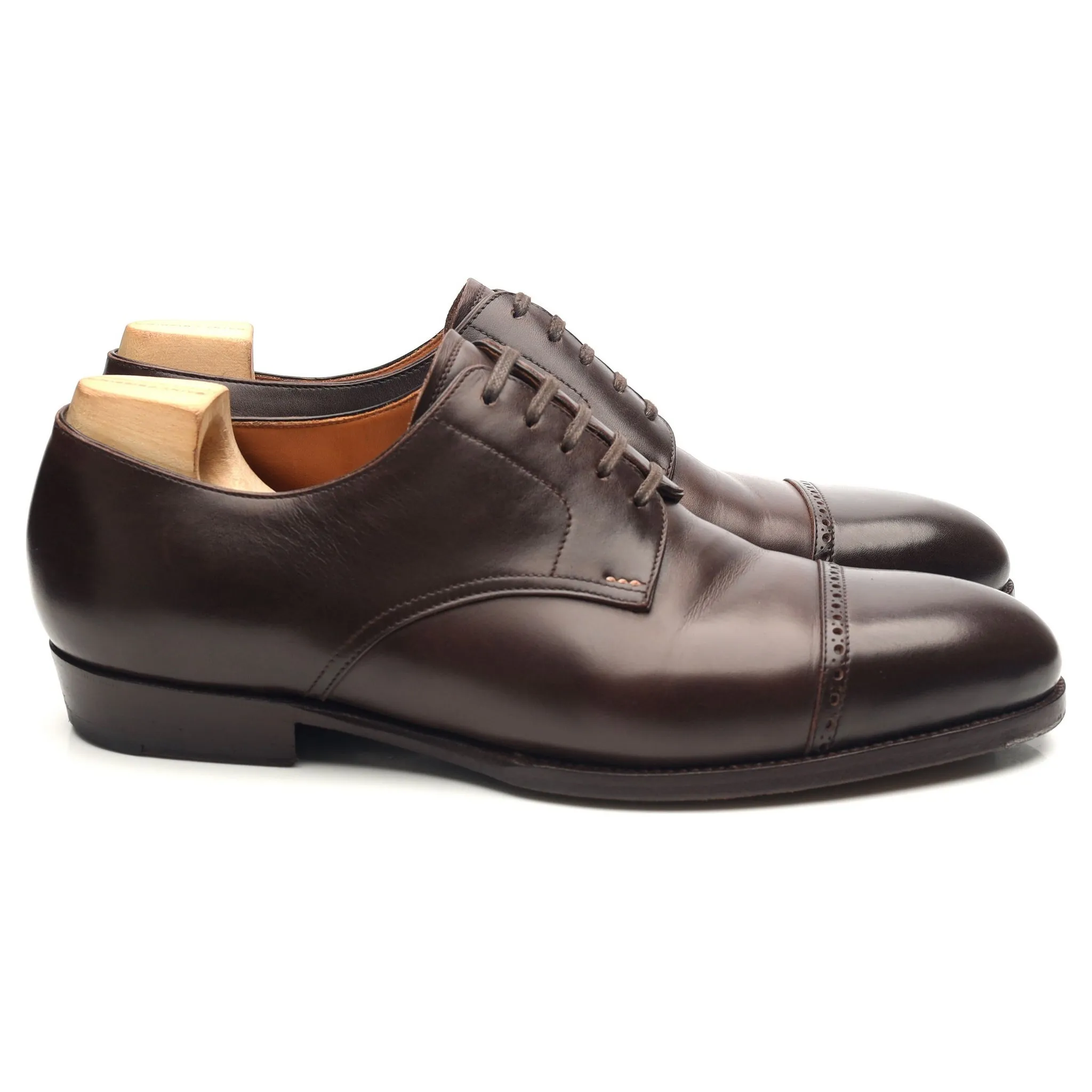 '635' Dark Brown Leather Cap Toe Derby UK 6 F