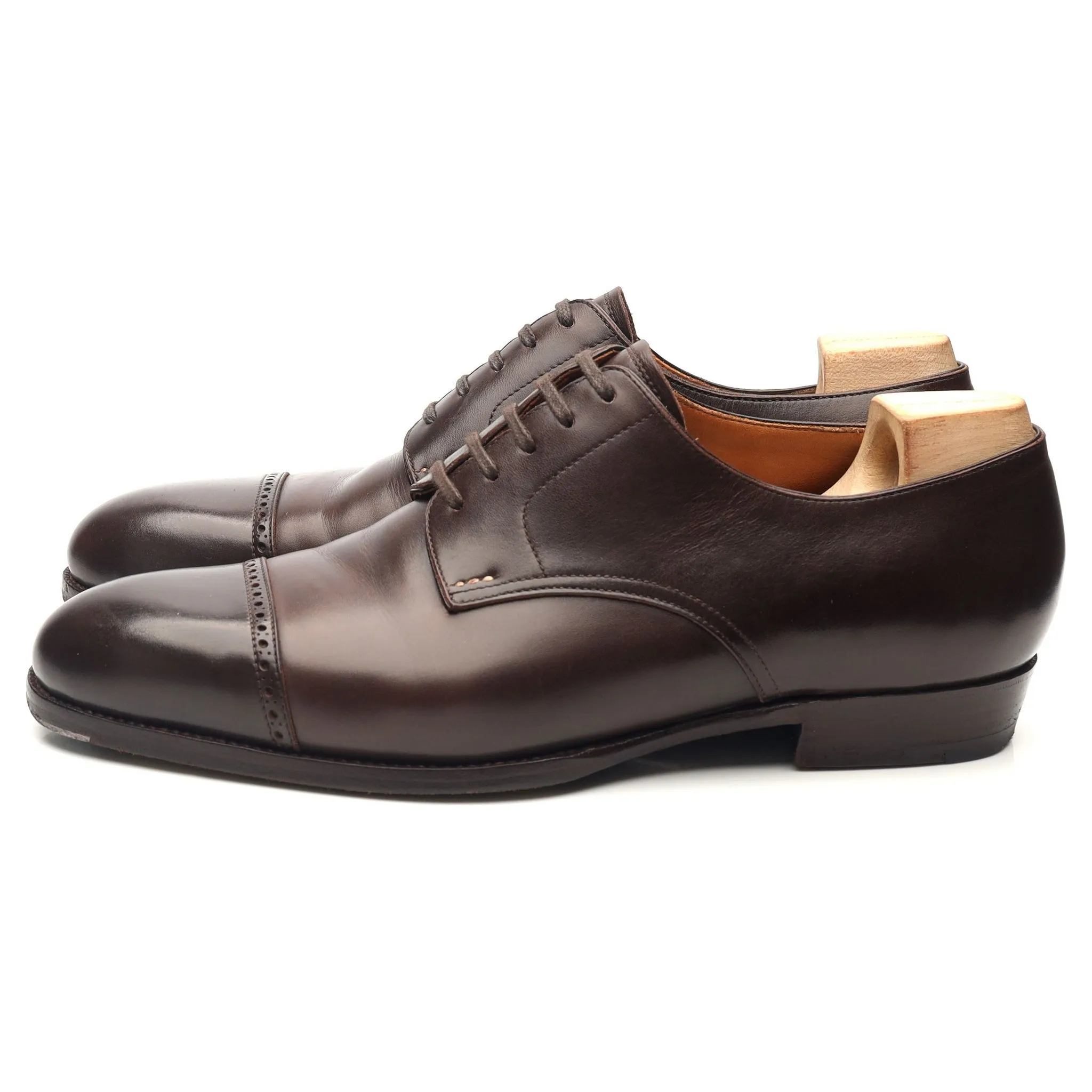 '635' Dark Brown Leather Cap Toe Derby UK 6 F