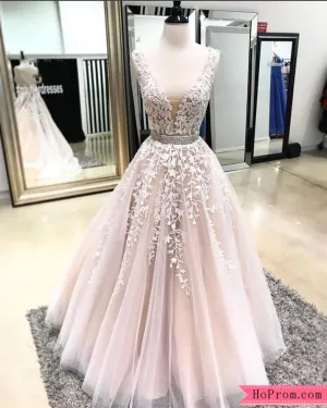 A Line Cap Sleeve Brown Applique Prom Dresses Cheap Online
