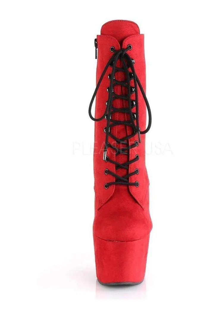 ADORE-1020FS Platform Ankle Boot | Red Faux Leather