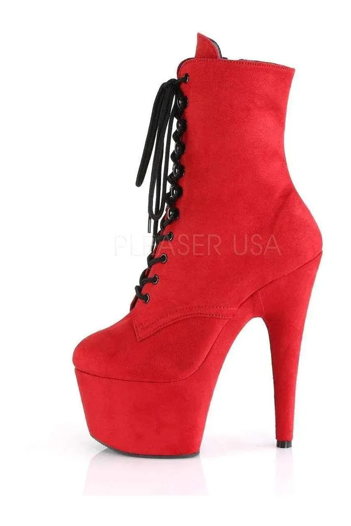 ADORE-1020FS Platform Ankle Boot | Red Faux Leather