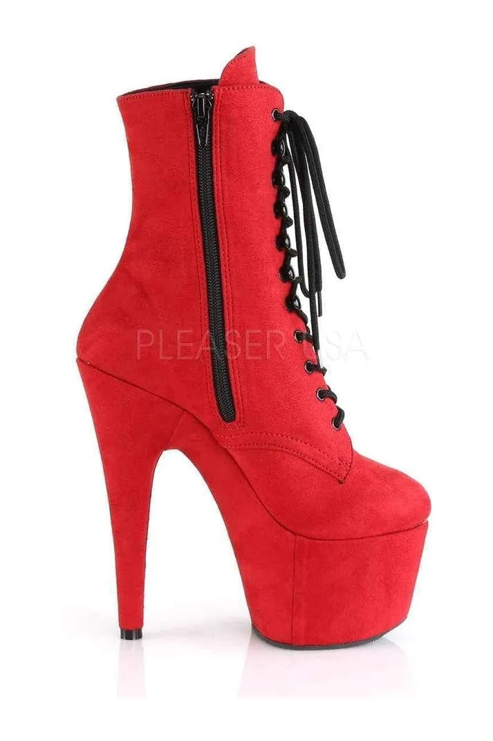 ADORE-1020FS Platform Ankle Boot | Red Faux Leather
