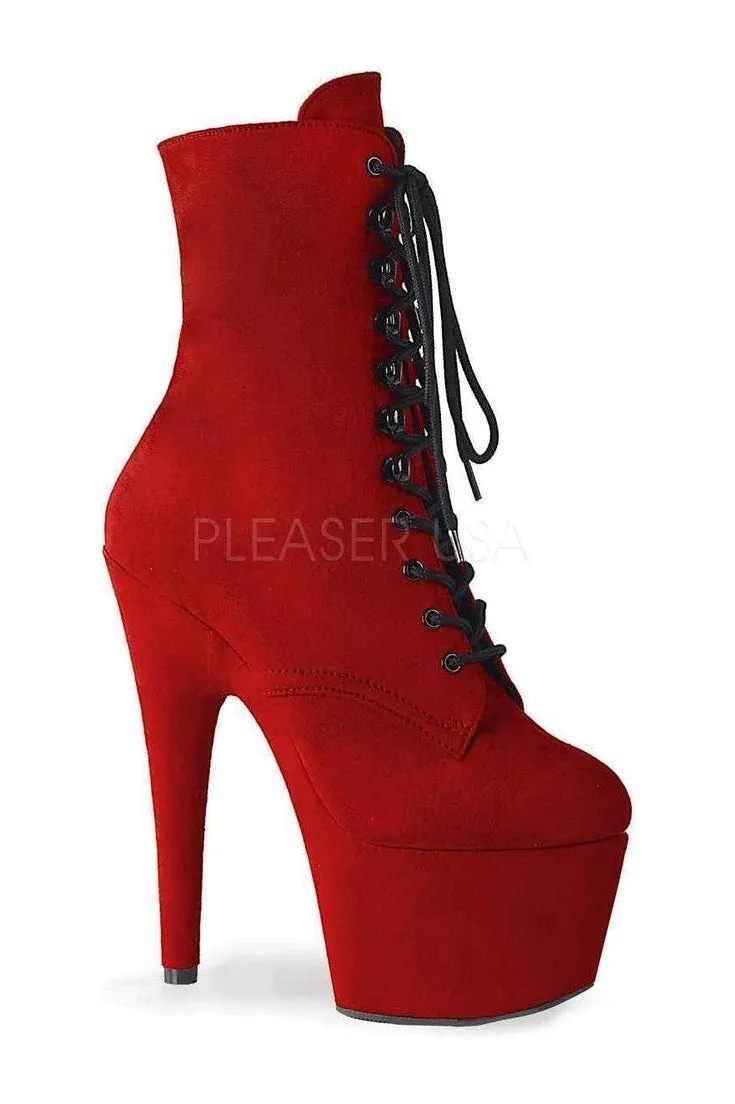 ADORE-1020FS Platform Ankle Boot | Red Faux Leather