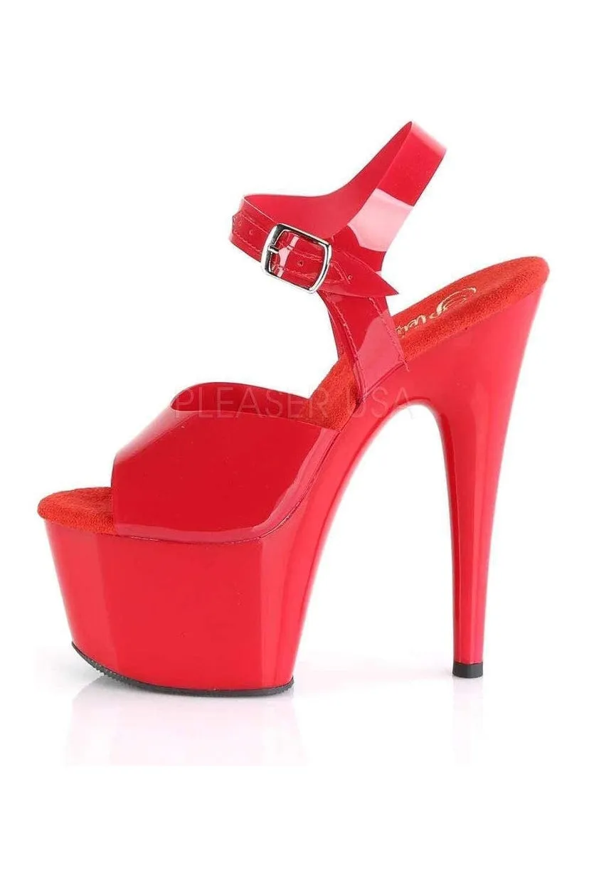 ADORE-708N Platform Sandal | Red Faux Leather