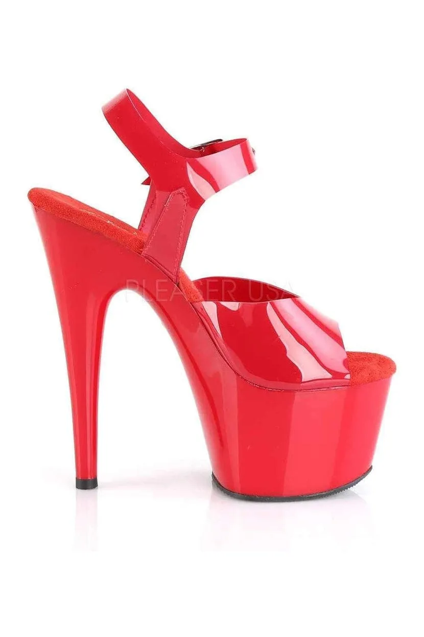 ADORE-708N Platform Sandal | Red Faux Leather