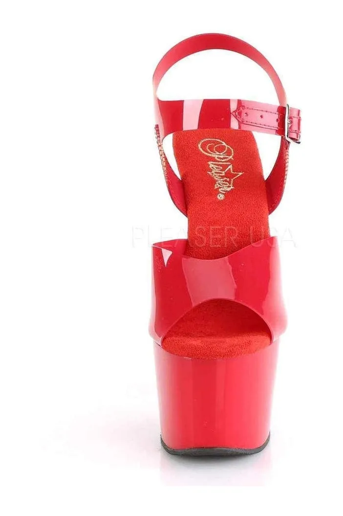 ADORE-708N Platform Sandal | Red Faux Leather