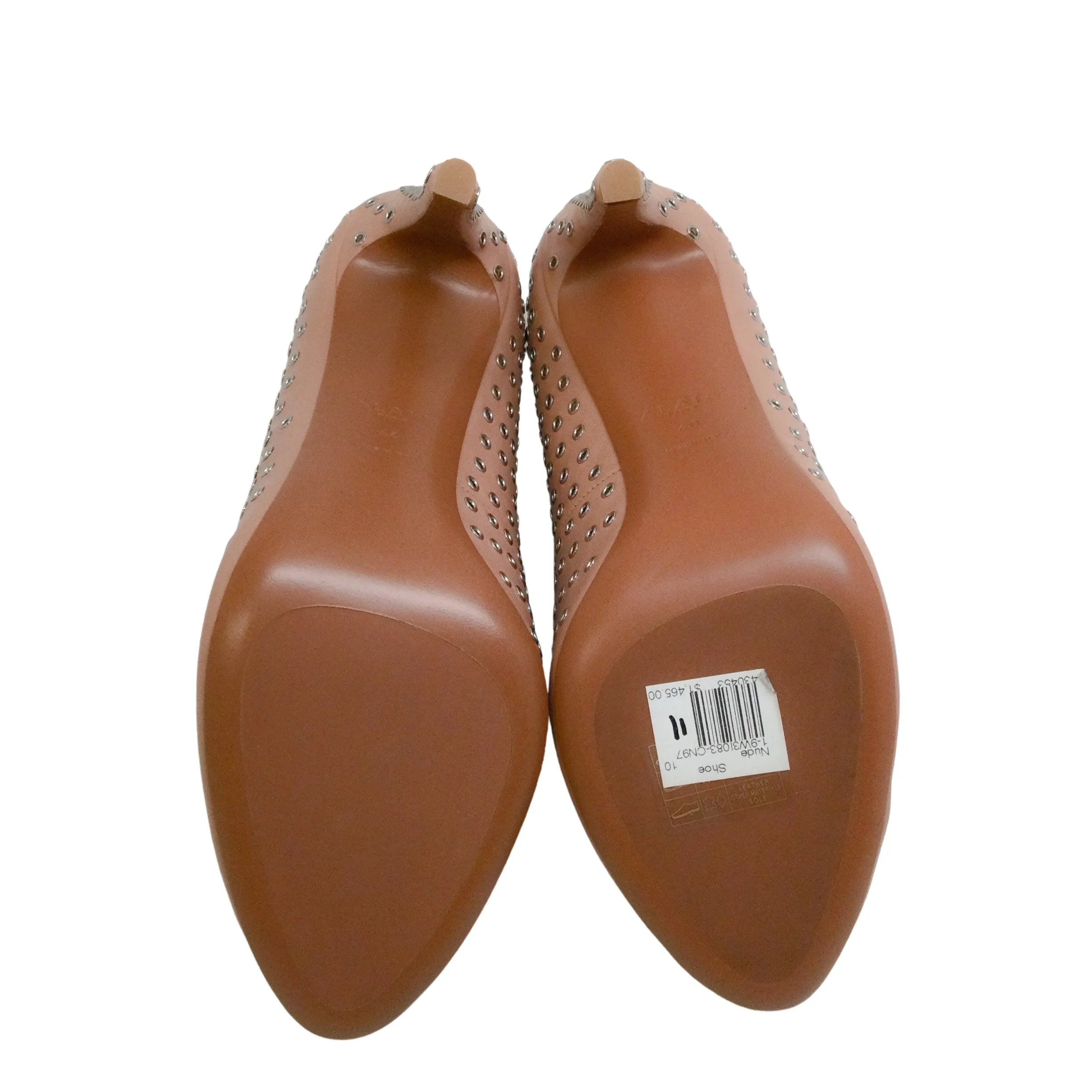 ALAÏA Nude Grommet Mary Jane Pumps