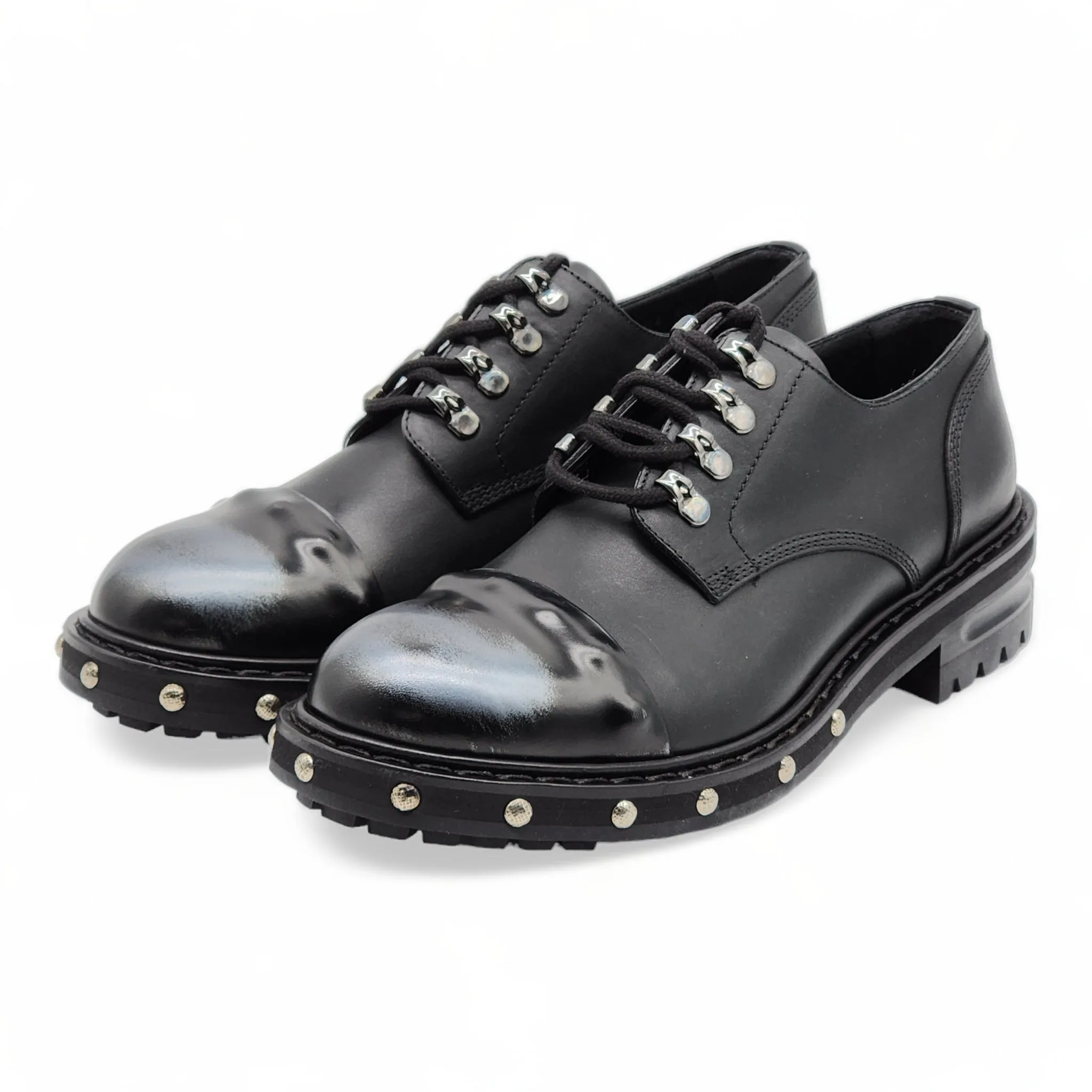 Alexander McQueen Hobnail Derby Shoes - Leather - Black