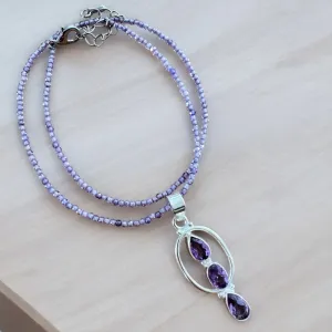 Amethyst Solid 925 Sterling Silver Pendant Necklace