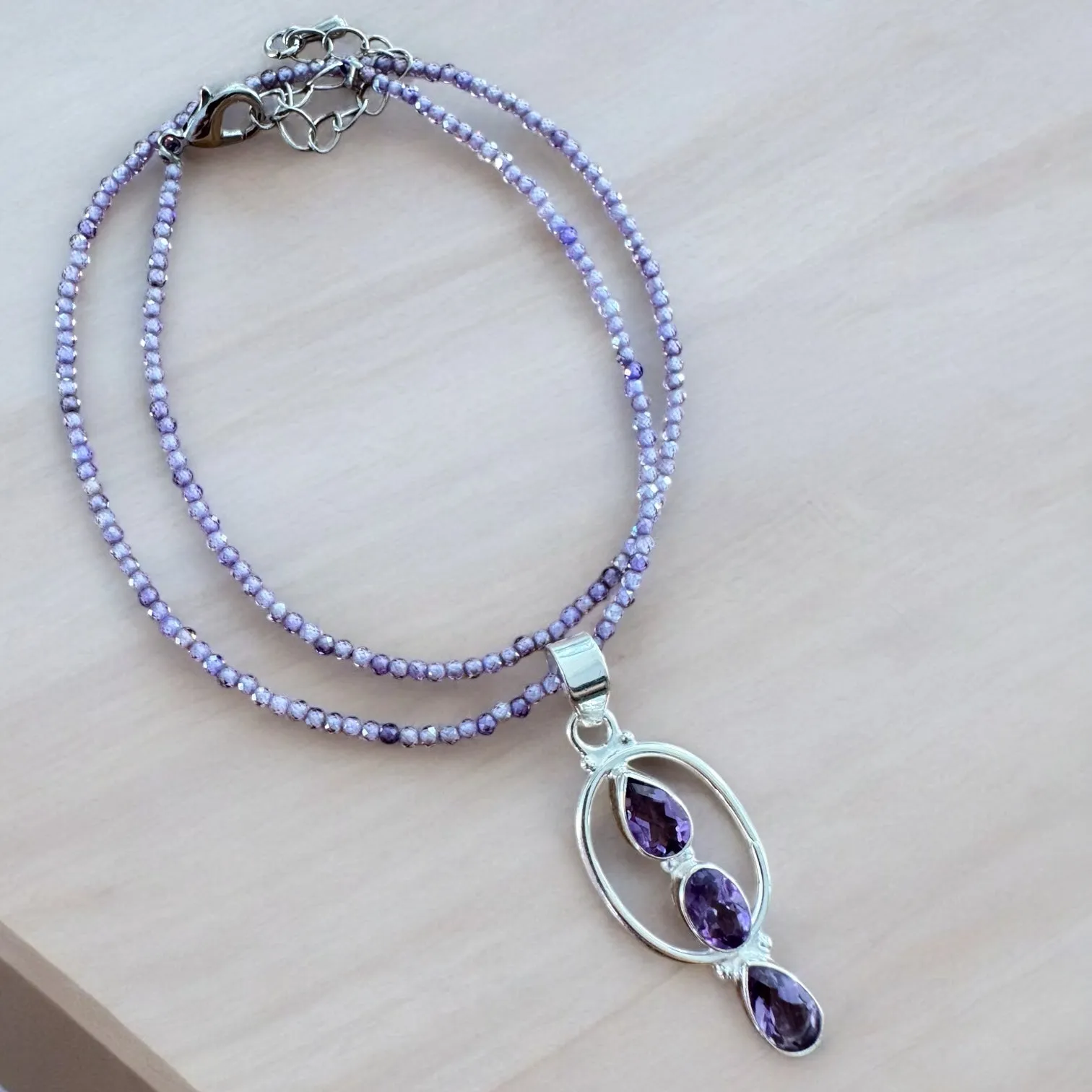 Amethyst Solid 925 Sterling Silver Pendant Necklace