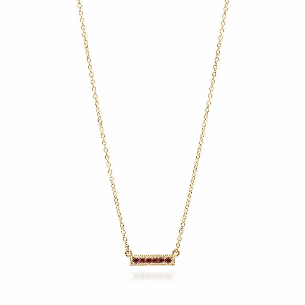 Anna Beck Garnet Pavè Bar Stacking Necklace, Gold