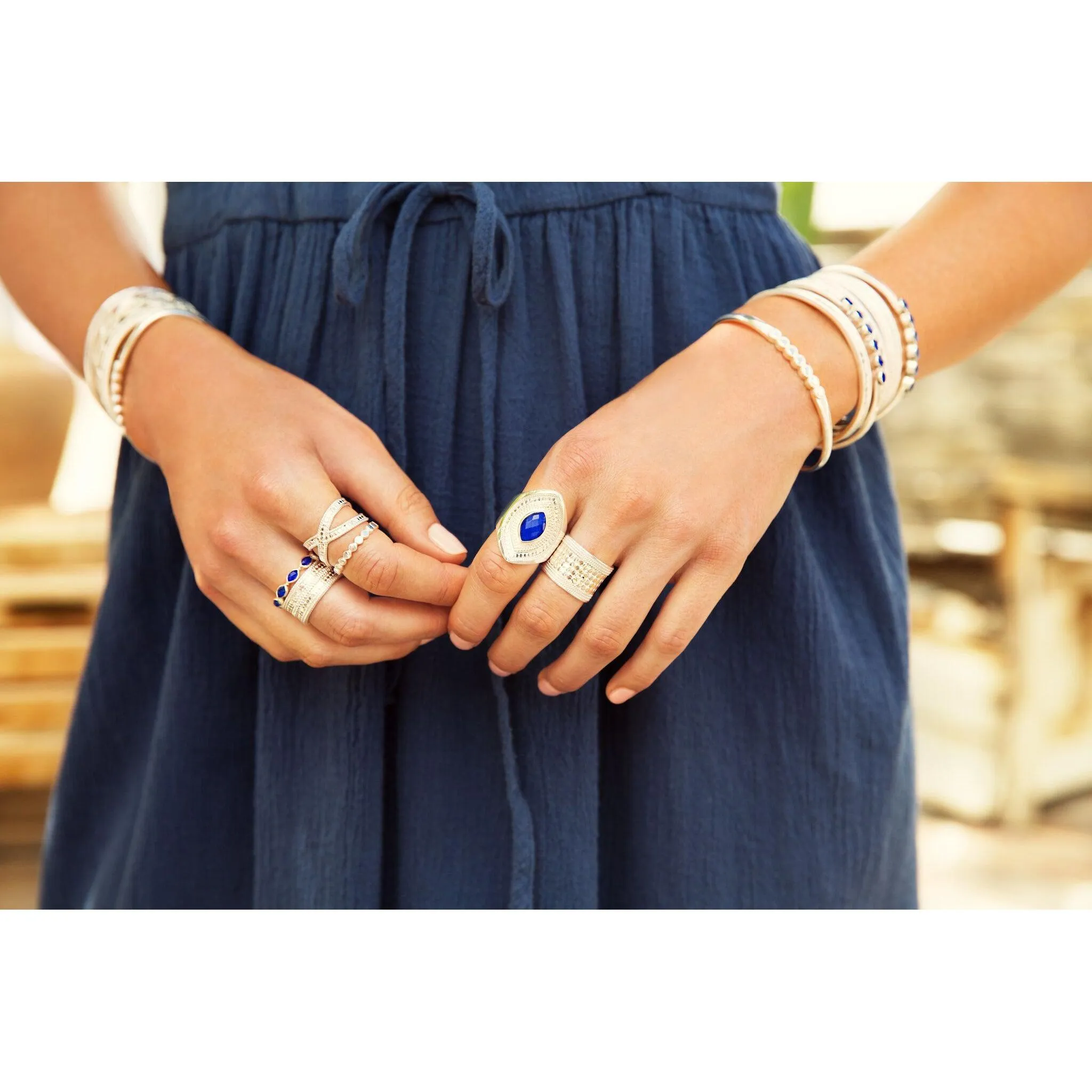 Anna Beck Lapis Multi Stone Ring - Silver