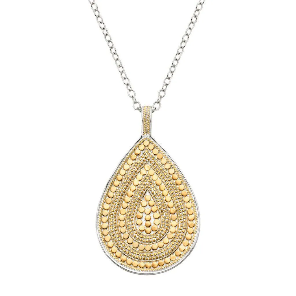 Anna Beck Long Beaded Double Sided Teardrop Necklace - Silver and Gold