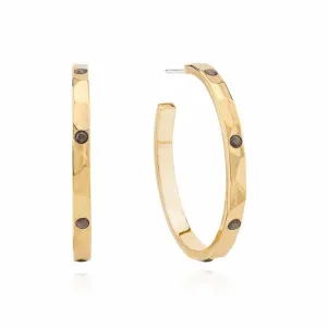 Anna Beck Medium Labradorite Hammered Pavé Hoop Earrings - Gold