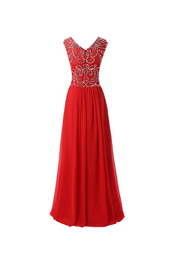 Anneprom Floor Length Bridesmaid Dress Cap Sleeves Chiffon Prom Evening Gown APB0046