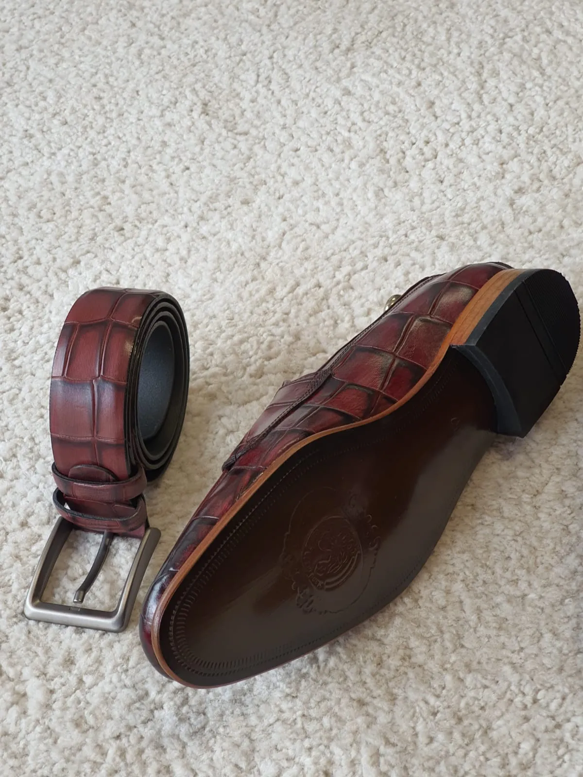 Antonio Burgundy Double Monk Strap Loafers - Redefining Elegance in Men's Footwear