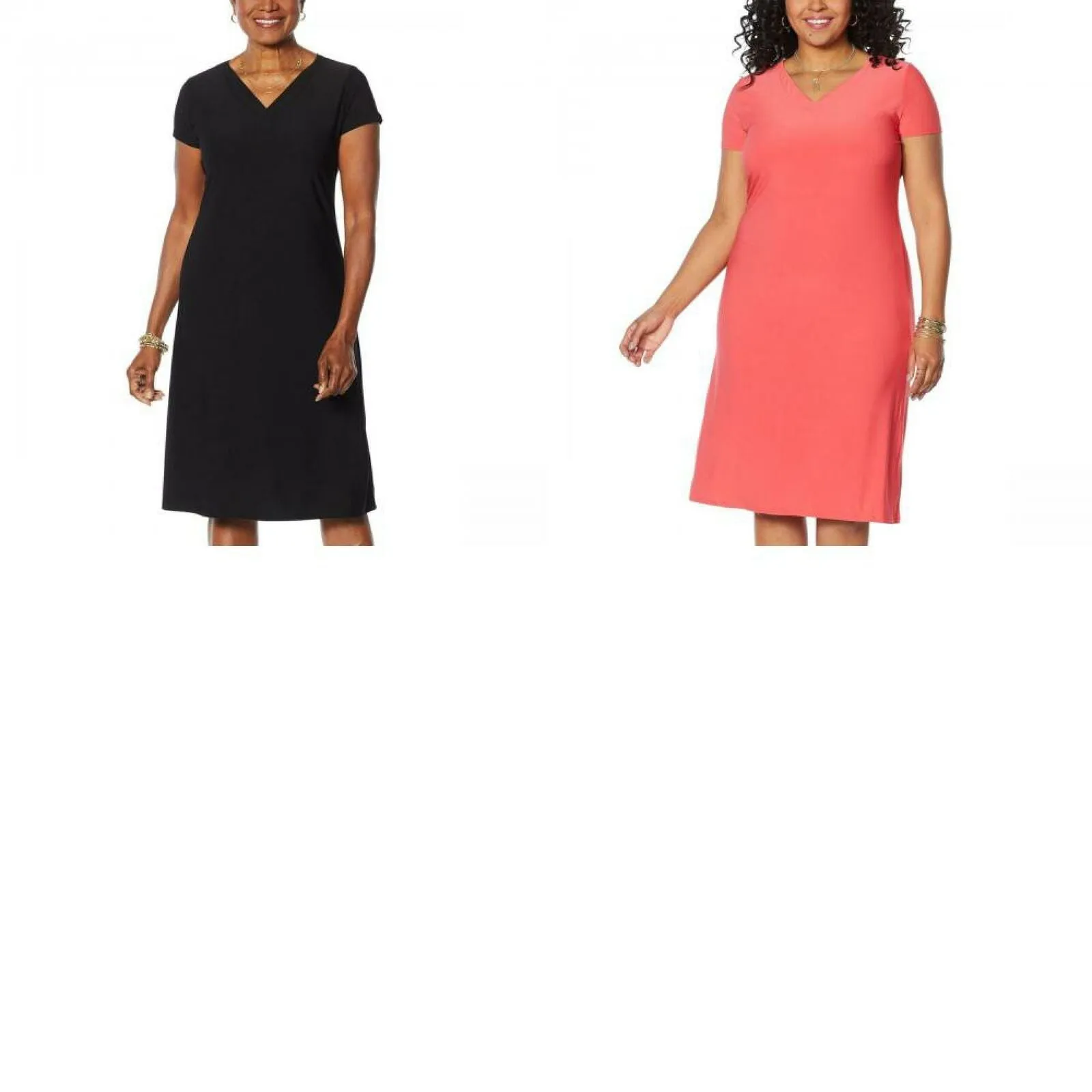 Antthony Women's Plus Size Double V-Neck Solid Midi Dress