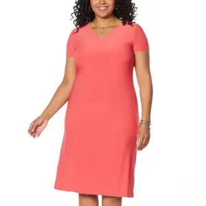 Antthony Women's Plus Size Double V-Neck Solid Midi Dress