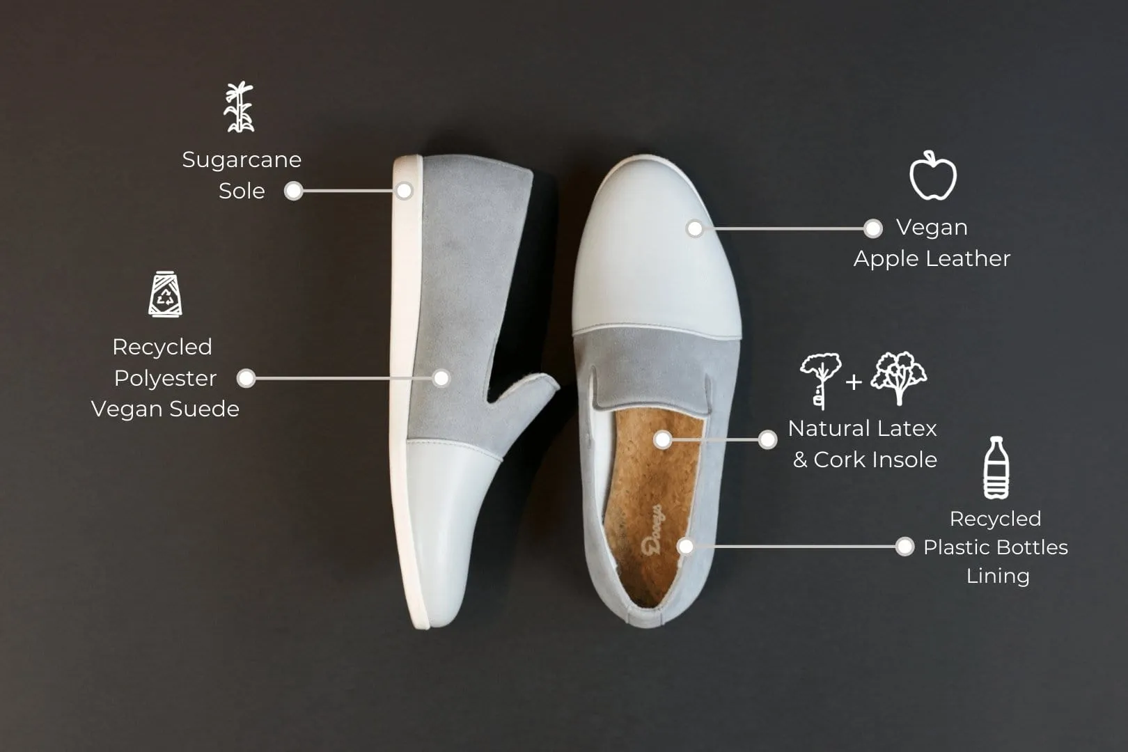 Apple Leather & Vegan Suede House Loafers |  Blue & Grey